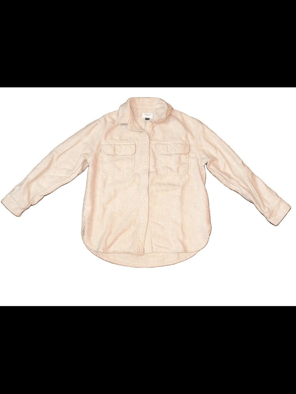 American Eagle Women XS Cream Flannel Button Up Shirt Jacket Shacket Utility